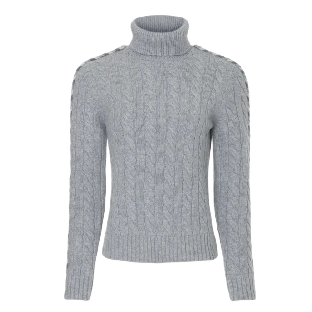 Derek Lam 10 Crosby Cable Knit Grey Wool Pippa Lace Up Turtleneck Sweater Sz XS